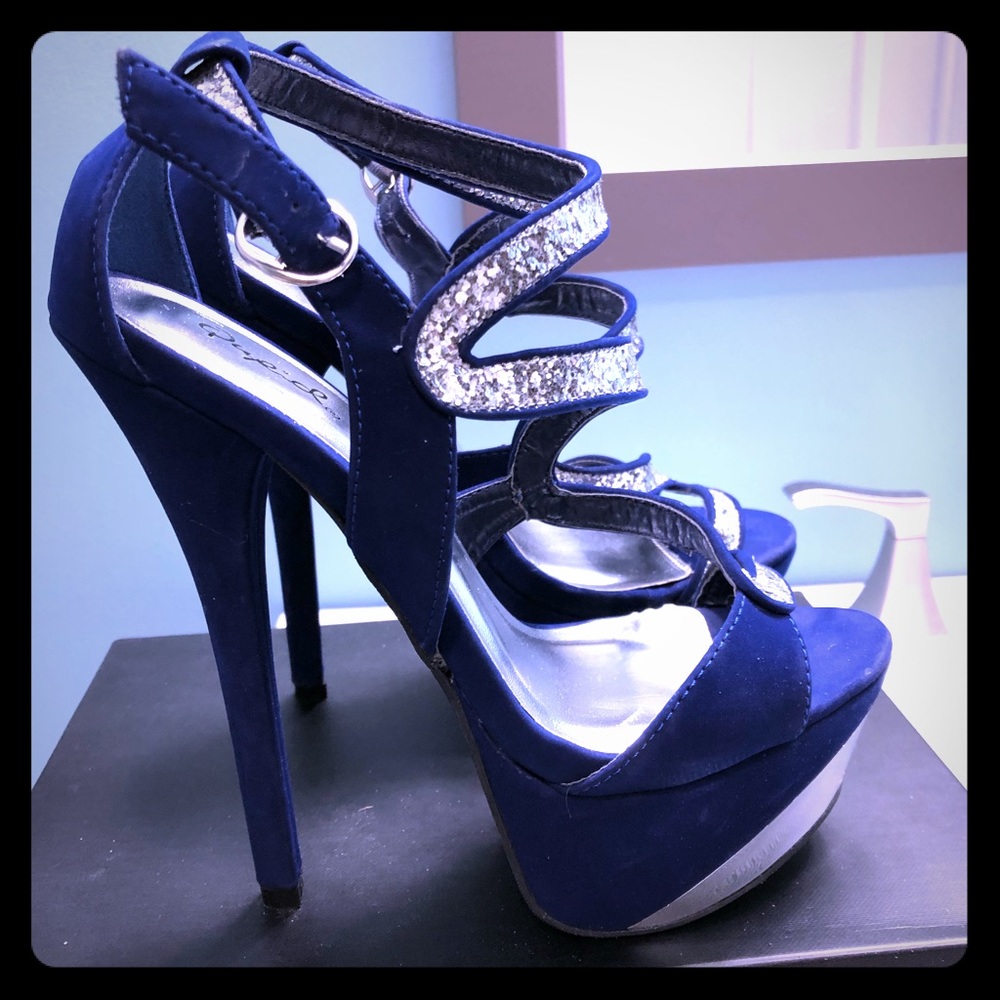 Blue and silver platforms